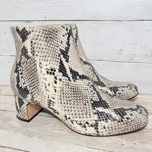 Joan Olaff Snake Print Leather Ankle Boots US Woman's 6